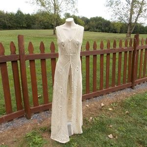 Full Length Knit Boho Cardigan Sleeveless Crochet